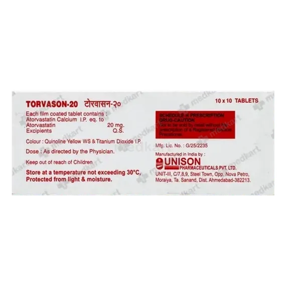 torvason 20mg tablet 10's
